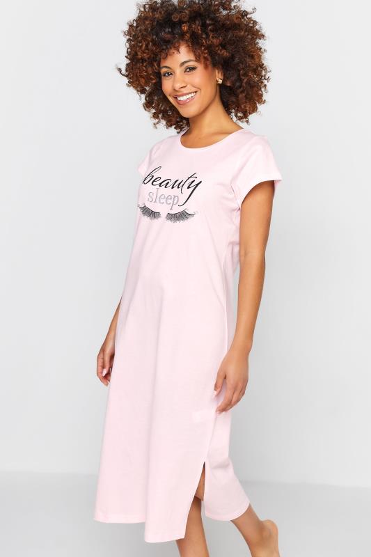 Petite Pink 'Beauty Sleep' Slogan Maxi Nightdress | PixieGirl 4