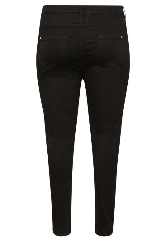 Plus Size Black Half Coated Skinny Stretch AVA Jeans | Yours Clothing 7