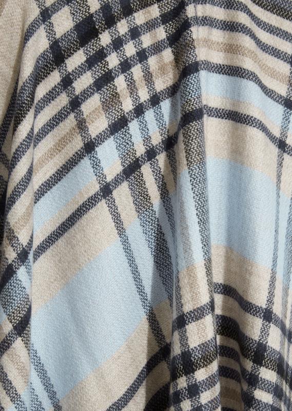 Curve Blue Checked Knitted Wrap Shawl_S.jpg
