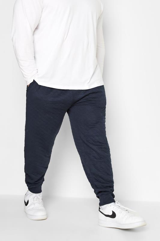 KAM Big & Tall Navy Blue Quilted Joggers | BadRhino 1