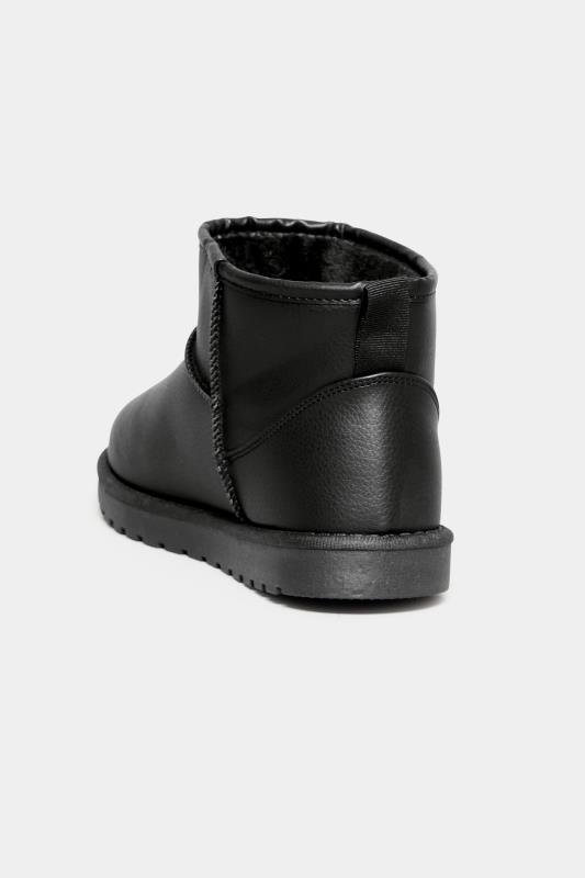 Black Faux Leather Faux Fur Lined Ankle Boots In Extra Wide EEE Fit | Yours Clothing 4