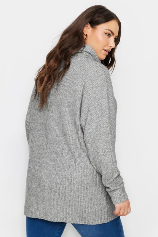 YOURS Curve Grey Soft Touch Turtle Neck Jumper | Yours Clothing 3