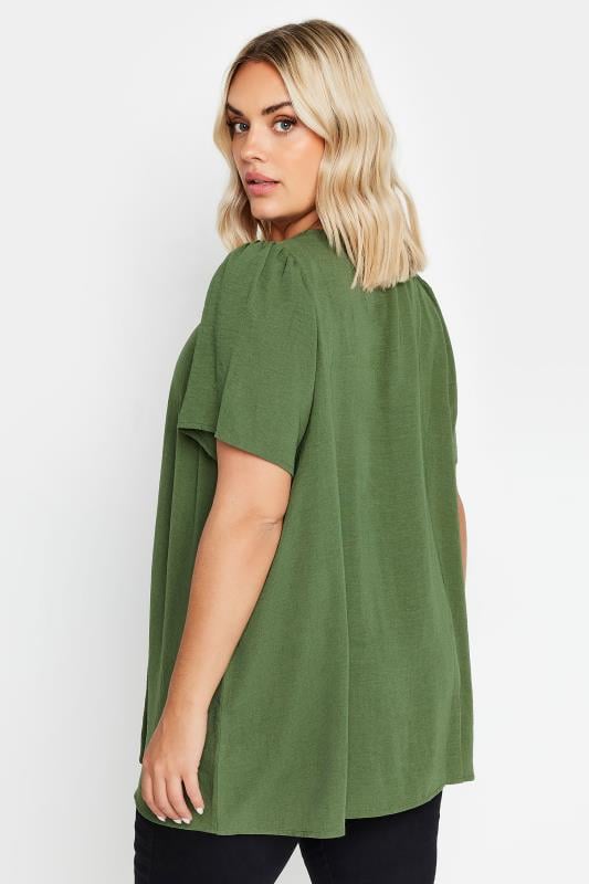 YOURS Plus Size Khaki Green Button Up Blouse | Yours Clothing  3