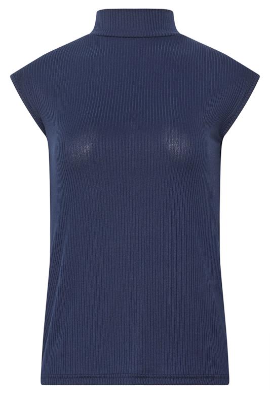 LTS Tall Women's Navy Blue Ribbed Tie Back Top | Long Tall Sally 5