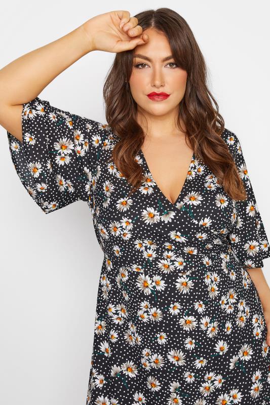 LIMITED COLLECTION Curve Black Daisy Floral Print Wrap Smock Maxi Dress_D.jpg