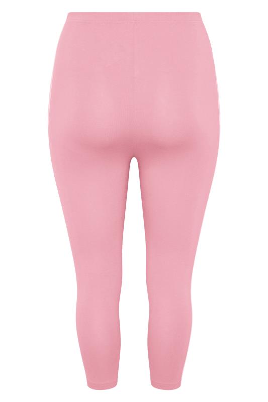Plus Size Pink Double Side Stripe Cropped Leggings | Yours Clothing 6