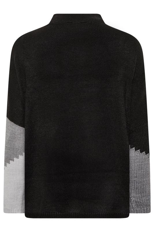 Curve Black & Grey Colour Block Oversized Knitted Jumper 7