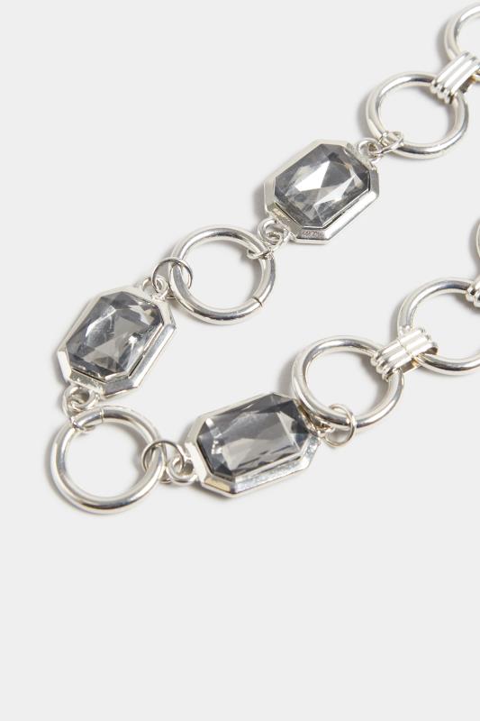 Silver Chunky Gemstone Chain Necklace | Yours Clothing 4