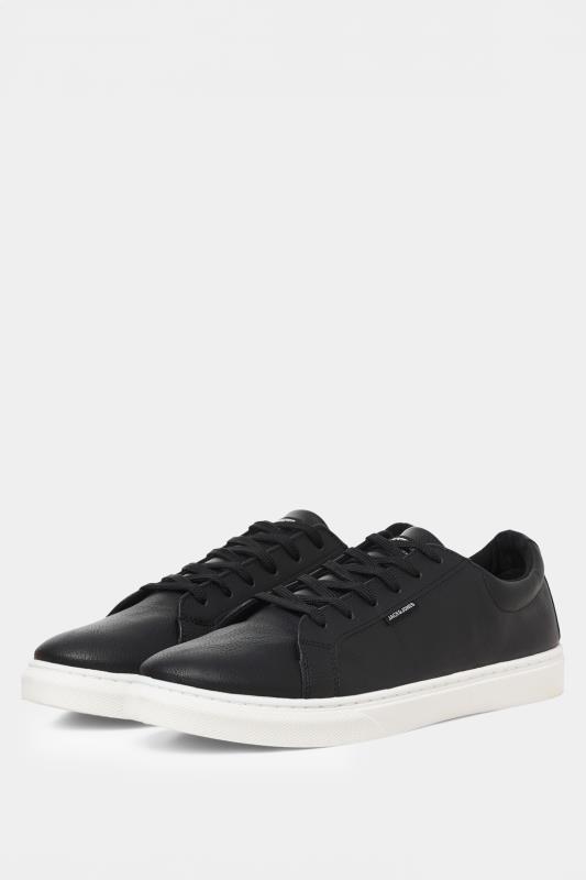  Grande Taille JACK & JONES Black Anthracite Faux Leather Trainers