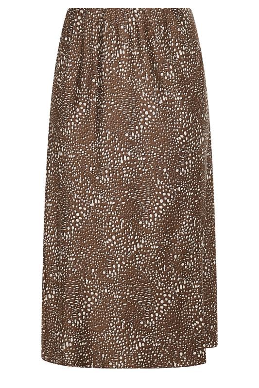 YOURS Plus Size Chocolate Brown Deer Print Satin Skirt | Yours Clothing 5