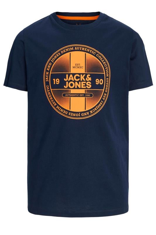 JACK & JONES Big & Tall Navy Blue Logo Graphic T-Shirt | BadRhino 2