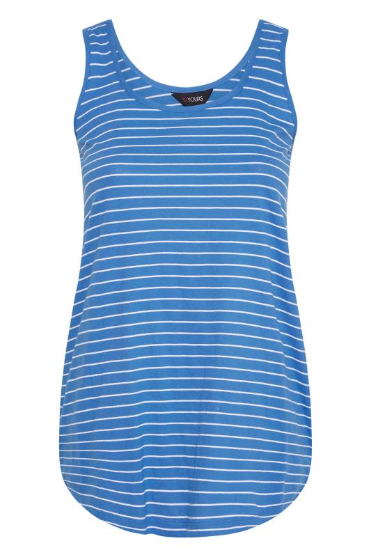 Plus Size Blue Stripe Vest Top | Yours Clothing  5