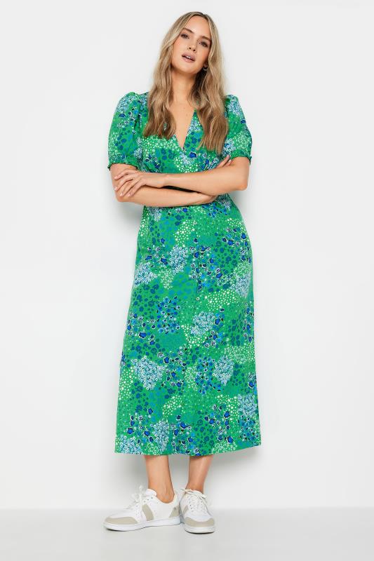 Tall  LTS Tall Green Ditsy Floral Print Button Through Midaxi Dress