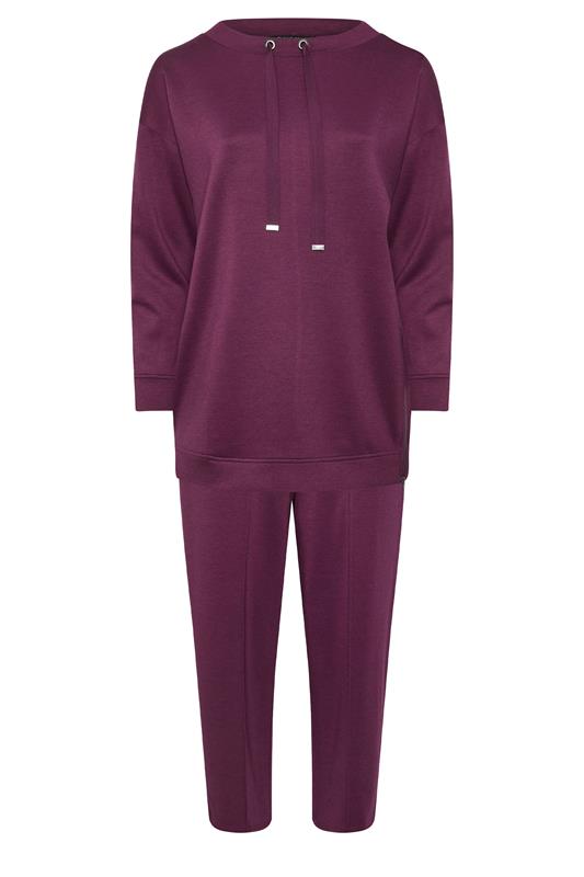EVANS Plus Size Set Berry Red Luxe Sweatshirt & Joggers | Evans 7