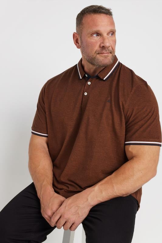 Men's  JACK & JONES Big & Tall Mocha Brown 'Paulo' Cotton Polo Shirt