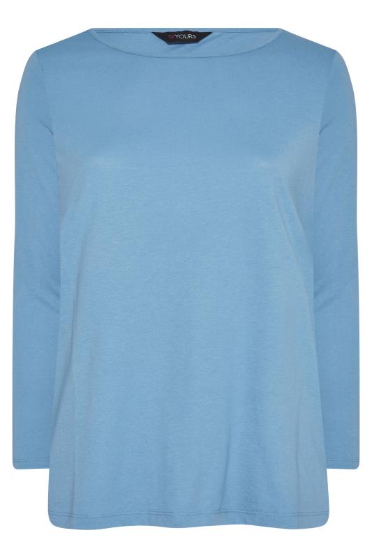 Plus Size Blue Long Sleeve T-Shirt | Yours Clothing 5