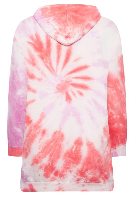 YOURS Curve Bright Pink Tie Dye Hoodie | Yours Clothing 7