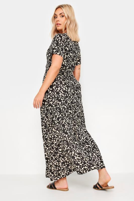 YOURS Plus Size Black Floral Print Wrap Maxi Dress | Yours Clothing 3