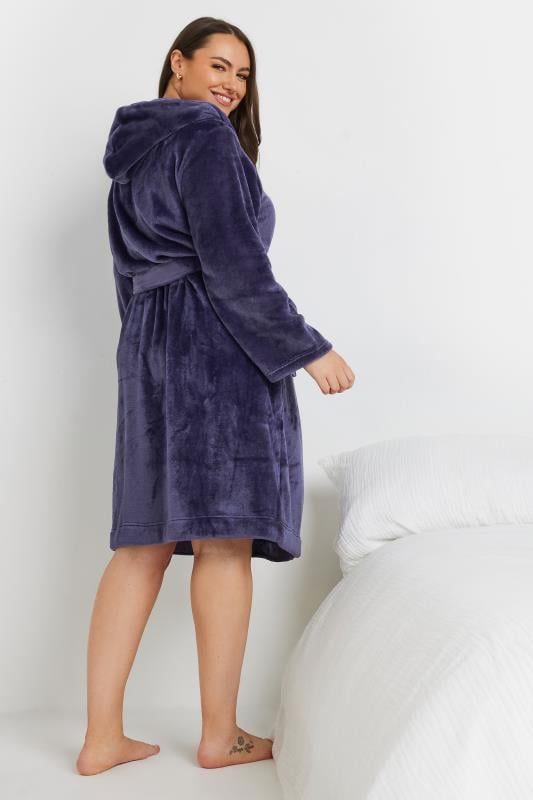 YOURS Plus Size Purple Hooded Dressing Gown | Yours Clothing 3