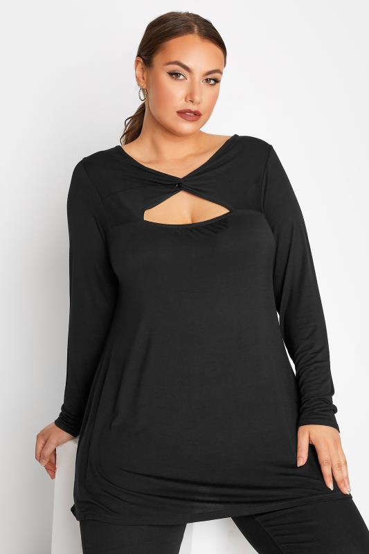 LIMITED COLLECTION Plus Size Black Twist Cut Out Top | Yours Clothing 4