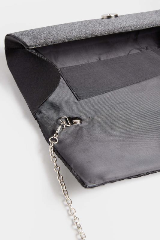 Black Pleated Satin Clutch Bag | Yours Clothing 6