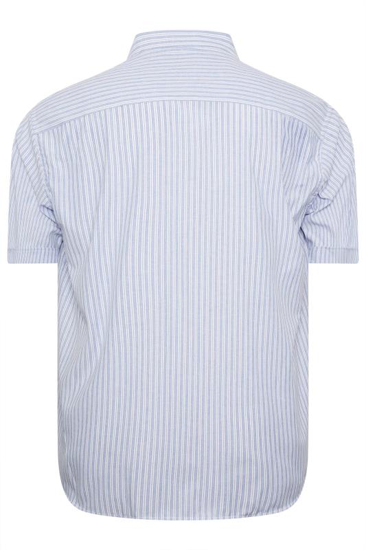 KAM Big & Tall Blue Stripe Grandad Collar Shirt | BadRhino 3