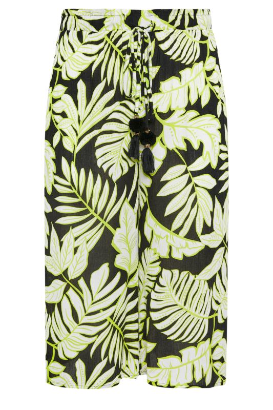 YOURS Plus Size Black & Green Leaf Print Culottes | Yours Clothing 5