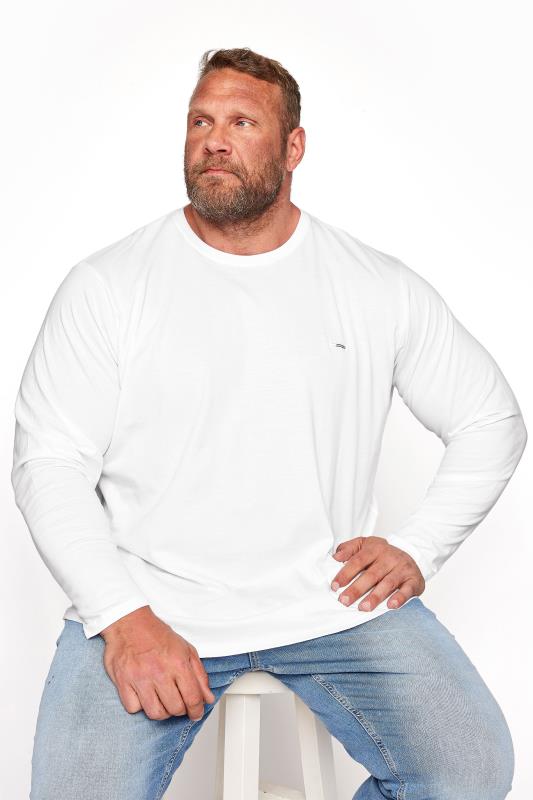 BadRhino Big & Tall White Plain Long Sleeve T-Shirt 1