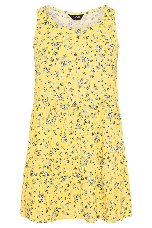 Lemon Yellow Ditsy Tiered Peplum Vest Top | Yours Clothing 5