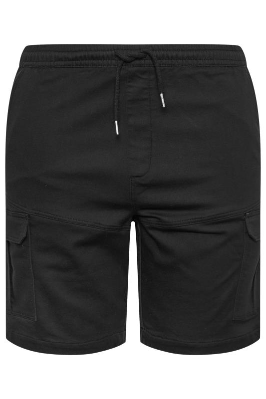 BadRhino Big & Tall Black Elasticated Waist Cargo Shorts | BadRhino 4