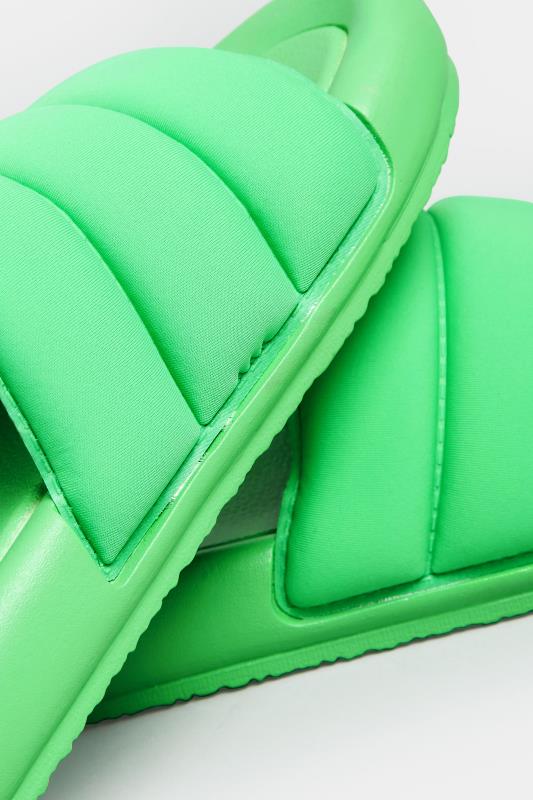 LIMITED COLLECTION Green Padded Sliders In Wide E Fit | Yours Clothing 5