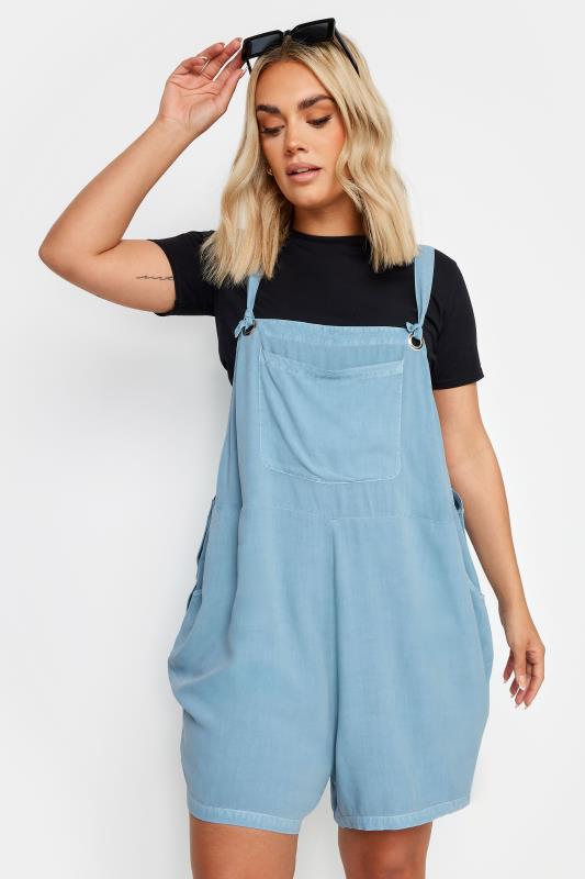 LIMITED COLLECTION Plus Size Blue Chambray Dungarees | Yours Clothing 1