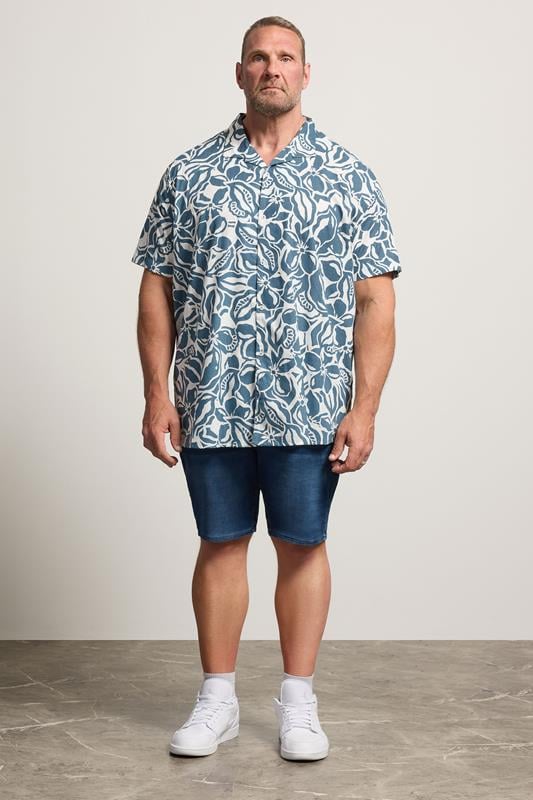 BadRhino Big & Tall Blue Abstract Print Short Sleeve Shirt | BadRhino 2