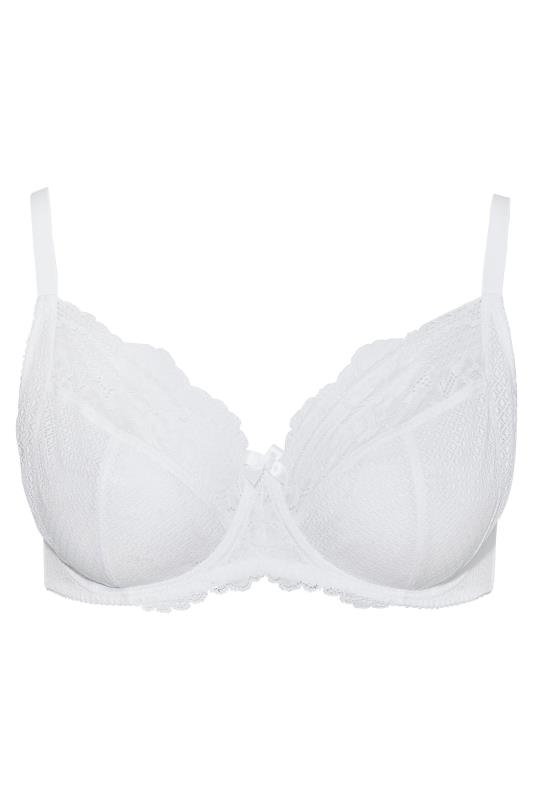 Plus Size White Lace & Mesh Non-Padded Underwired Balcony Bra | Yours Clothing 4