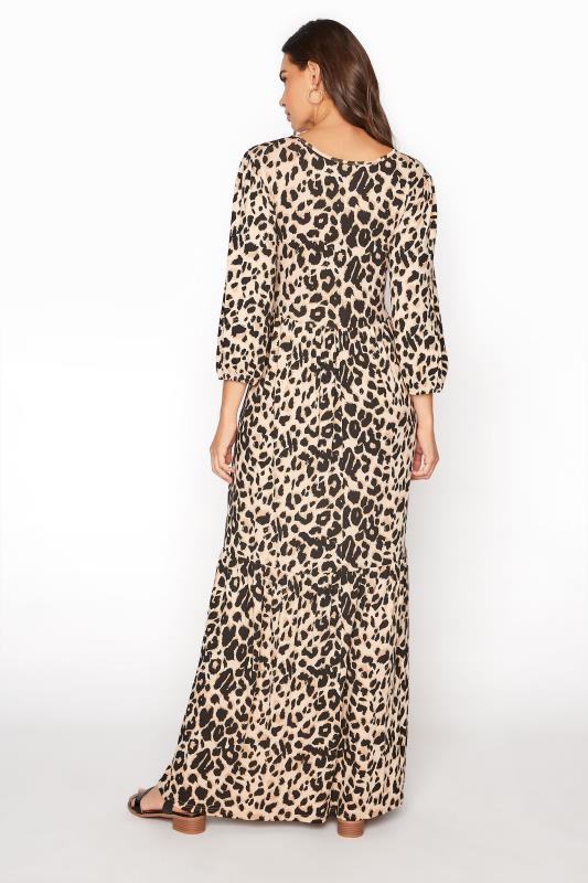 LTS Natural Leopard Print Smock Midaxi Dress 3