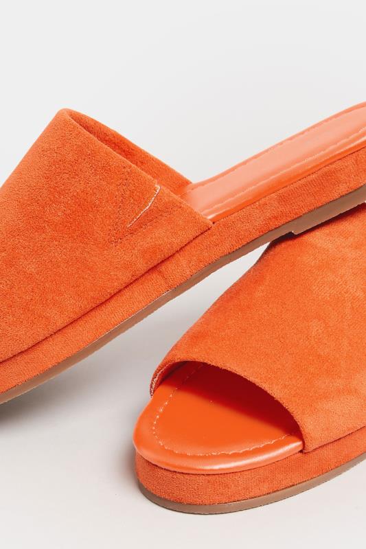 LTS Bright Orange Suede Mule Sandals In Standard Fit | Long Tall Sally  5