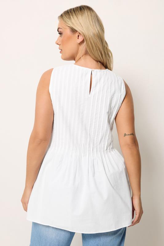 YOURS Plus Size White Pleated Peplum Cami Vest | Yours Clothing 2