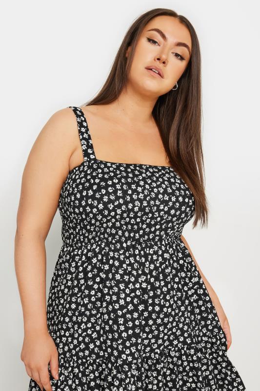 YOURS Plus Size Black Floral Print Textured Midaxi Dress | Yours Clothing 4