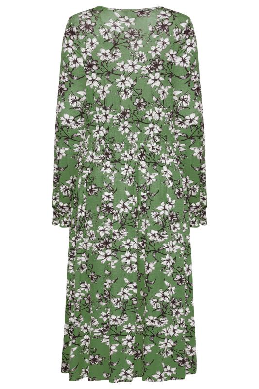 LTS Green Floral Print Tie Neck Midi Dress_BK.jpg