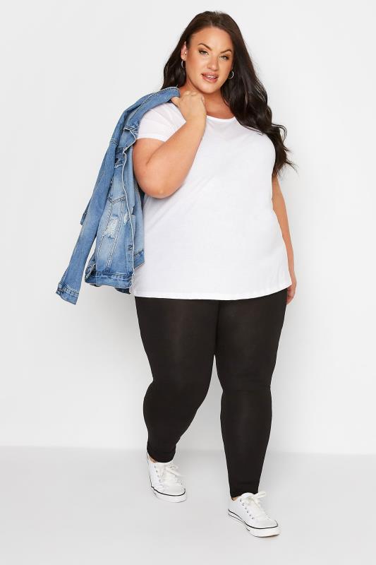Plus Size Black TUMMY CONTROL Soft Touch Leggings | Yours Clothing 1