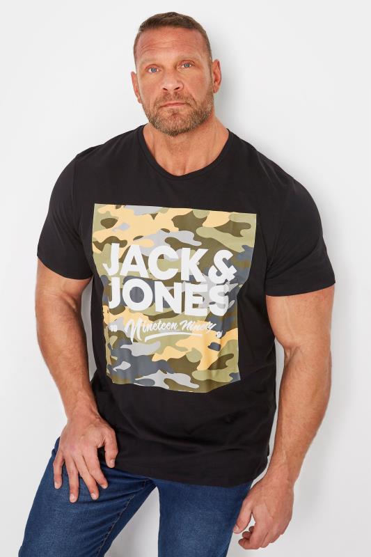 JACK & JONES Big & Tall Black Pete Camo T-Shirt 1