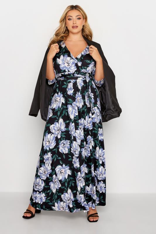 Plus Size Black Floral V-Neck Maxi Dress | Yours Clothing 2