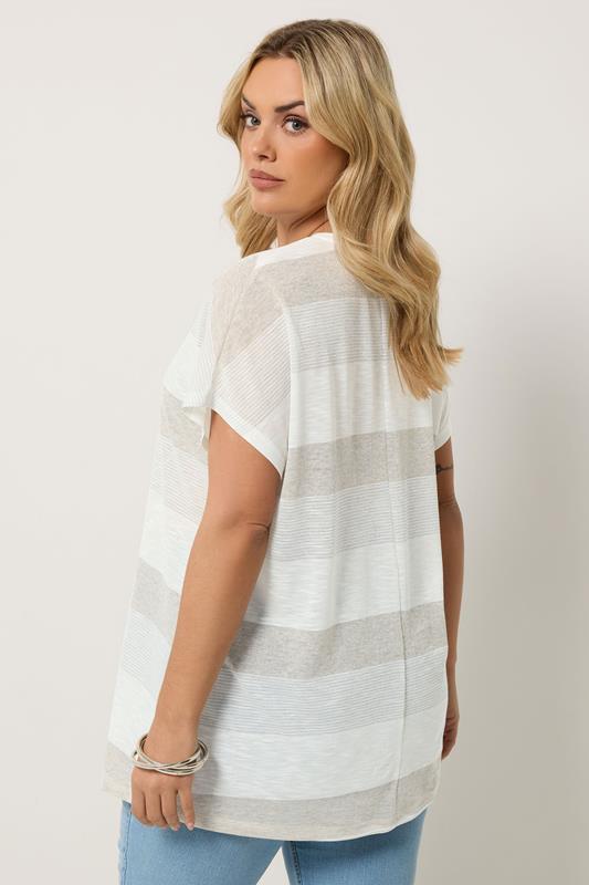 YOURS Plus Size Natural Brown Shimmer Stripe Top | Yours Clothing 2