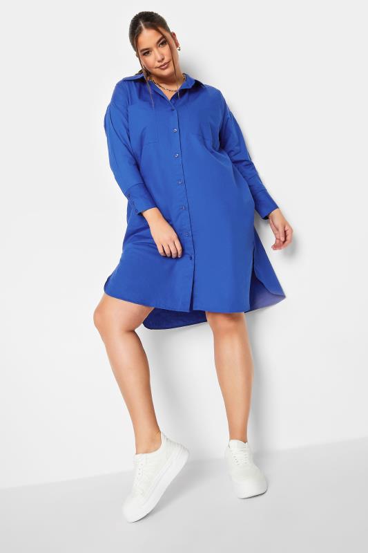 LIMITED COLLECTION Plus Size Cobalt Blue Midi Shirt Dress | Yours Clothing 1