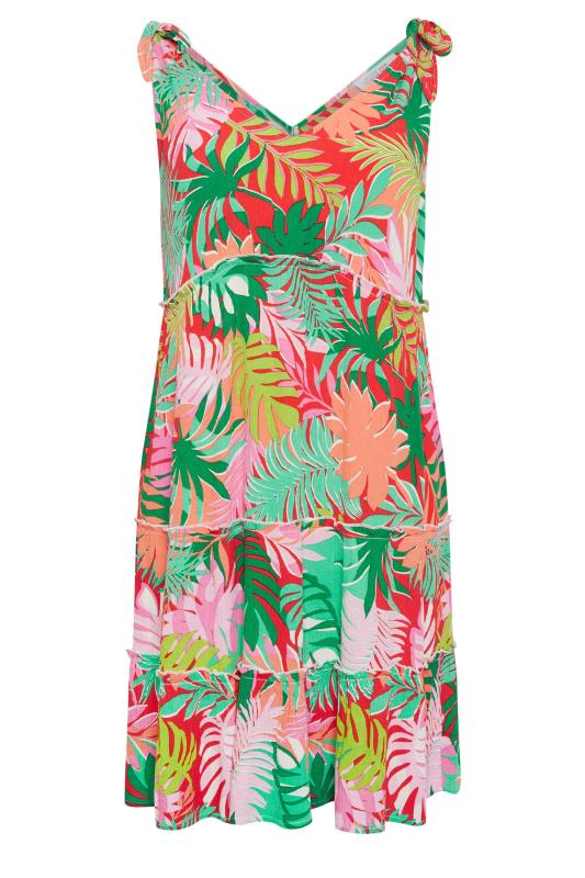 LIMITED COLLECTION Plus Size Red Tropical Print Tiered Midi Dress | Yours Clothing 6