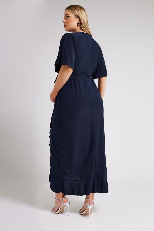 YOURS Plus Size Black Ruffle Hem Wrap Dress | Yours Clothing 3