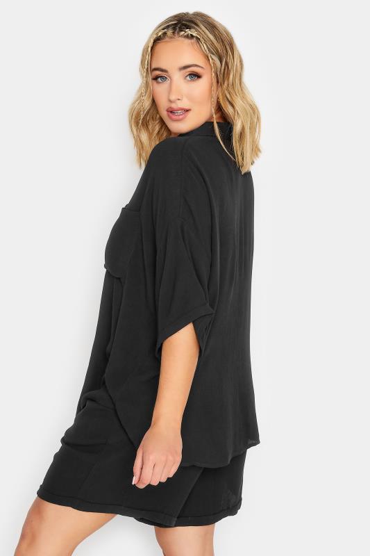 LIMITED COLLECTION Plus Size Black Crinkle Shirt | Yours Clothing 4