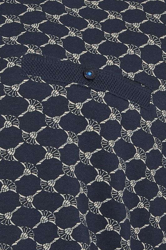 D555 Big & Tall Navy Blue Jacquard Polo Shirt | BadRhino 5