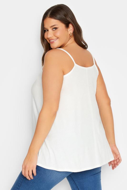 YOURS Curve Plus Size White Ribbed Swing Cami Vest Top | Yours Clothing  3