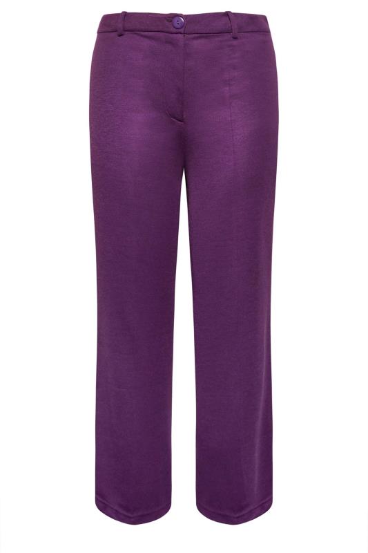 YOURS Plus Size Purple Wide Leg Button Up Trousers | Yours Clothing 4